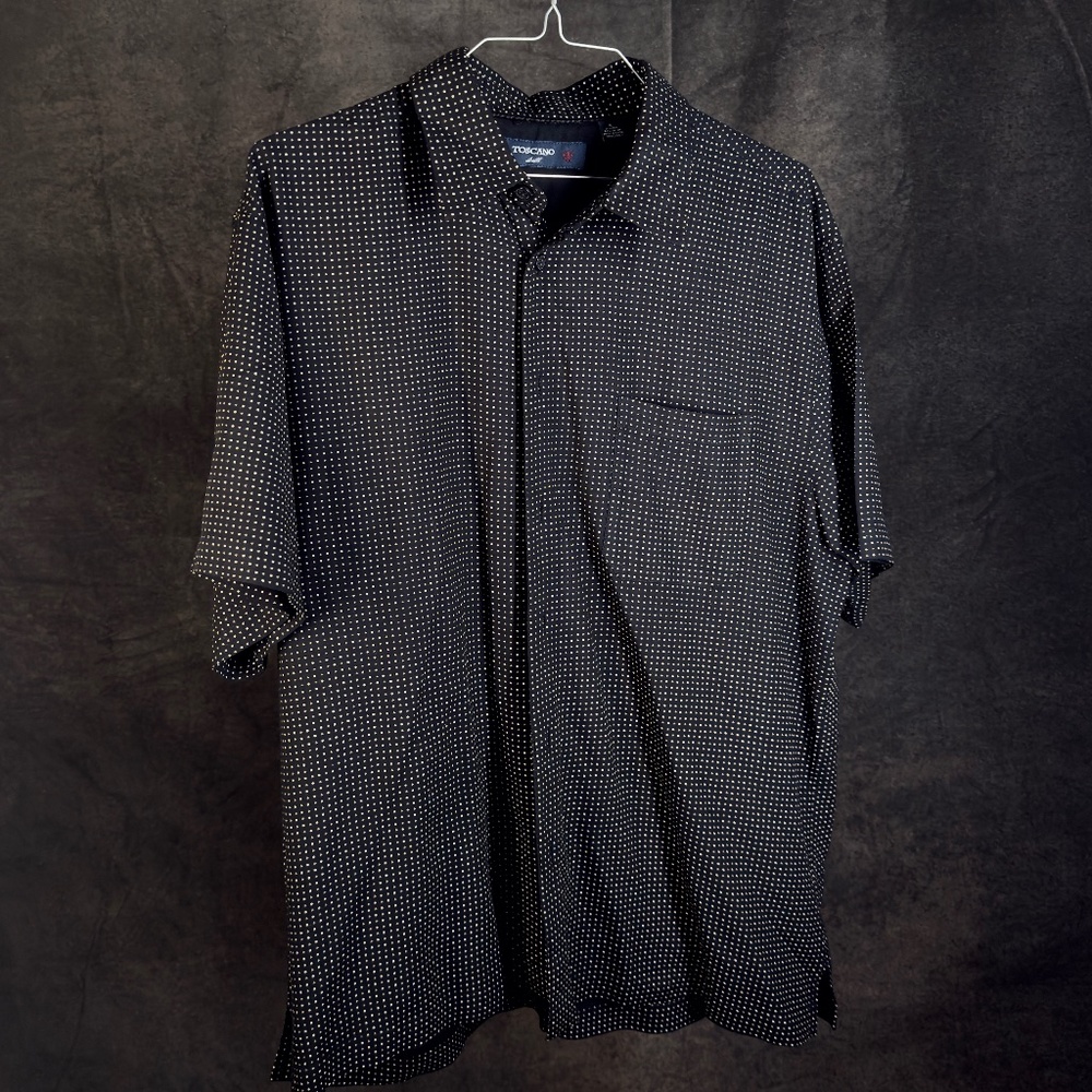 Toscano Black and White button Down Silk